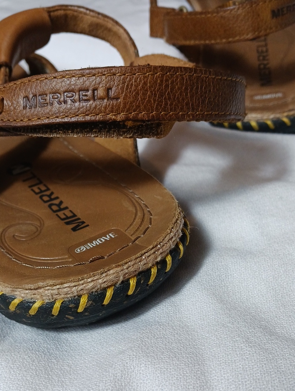 Merrell Whisper Link T-Strap Leather Sandals Ergonomic Boho Chic Granola Size 9 - Picture 5 of 10